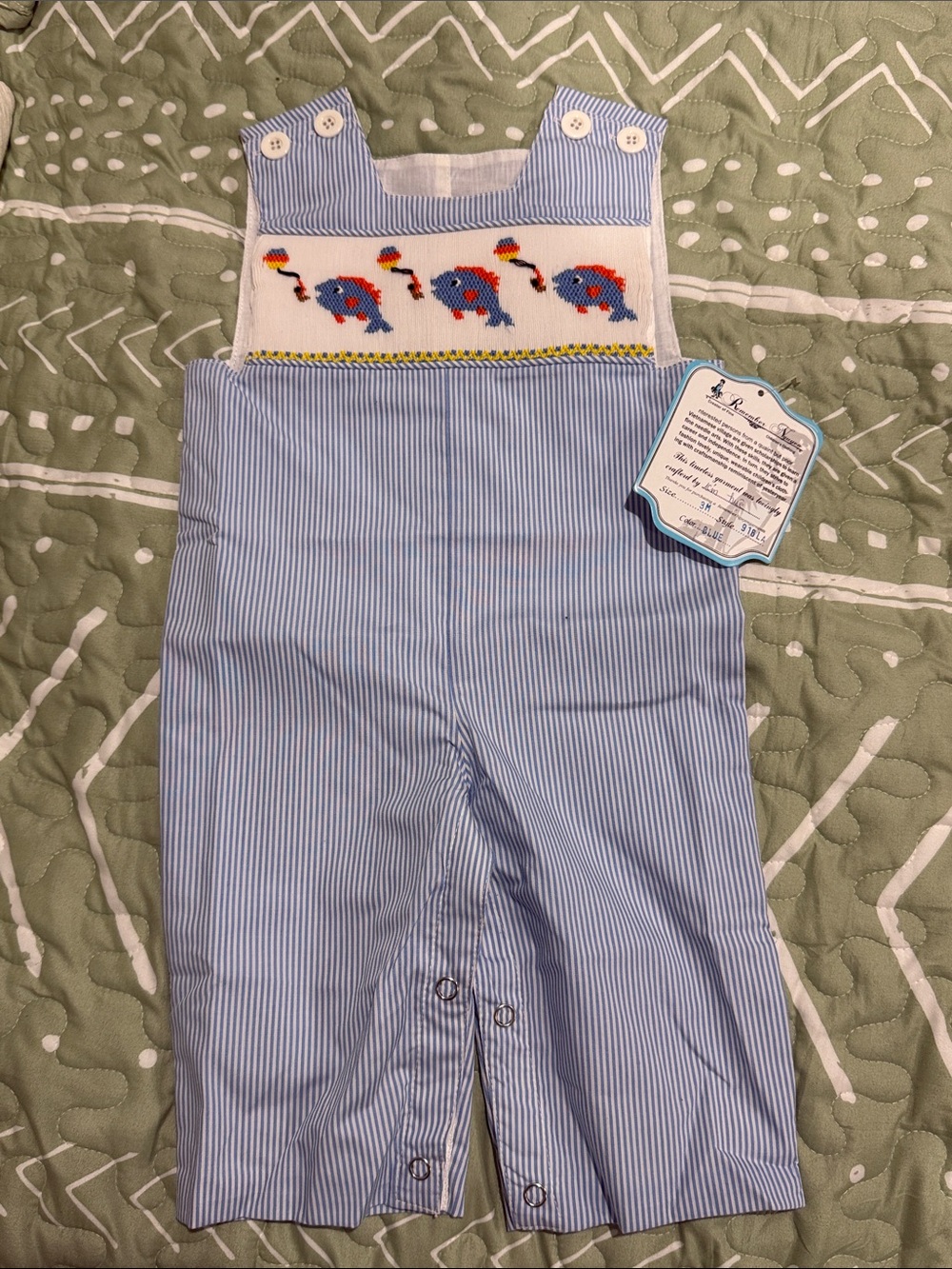 Blue Striped Smocked Jon Jon